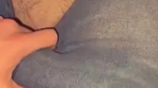 My hard cock while having jeans on, big bulge 