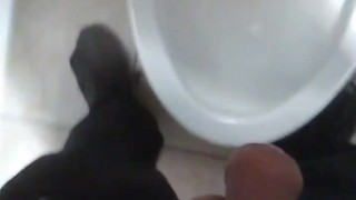 POV Peeing and Flushing & Unzipping and Zipping One-Handed n A Stall; No Audio