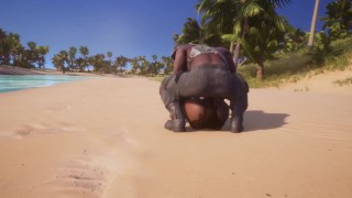 Big Ass Black Babe Missionary Fuck in wild