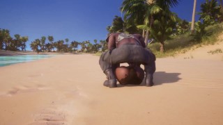 Big Ass Black Babe Missionary Fuck in wild