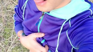 Cumshot without touching cock through cum - throbbing cock