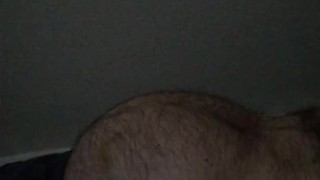 pregnant man with hairy belly in labor.