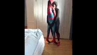 guy in tights humps spiderman dummy - part 1