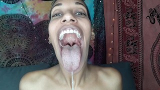 Wide eyes wide mouth drooling and dirty talk