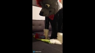 Rubber wolf fucking dragon muzzle