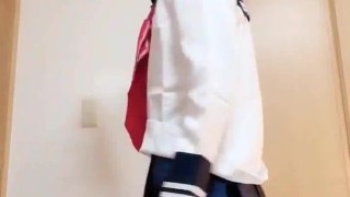 Crossdresser sissy dildo solo play
