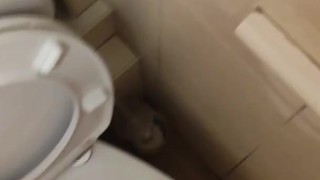 Skinny teen with erected cock takes a piss