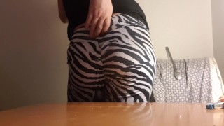Big Booty British Sissy Slut In Zebra Yoga Pants