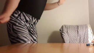 Big Booty British Sissy Slut In Zebra Yoga Pants