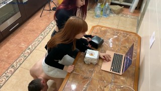 Kira and Sofi Uses Human Furniture Slave in Kitchen [PREVIEW]