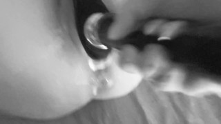 Fucking her tight pussy with an attachment on wand - Huge orgasm and creamy pussy POV amature couple