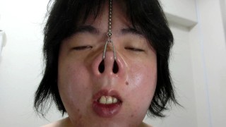 Nose hook masturbation2