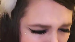 BBW submissive neko girl xxKittens hardcore deep throat training, gagging and choking 