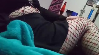 Goth girl touching herself