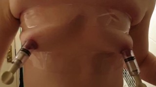 Frustrated loser TRYING TO GET OFF IN THE SHOWER ENDS IN A RUINED PATHETIC ORGASM. 