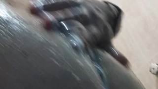 Gay horny latino show his ass in the shower