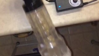  Clear Fleshlight adapted to my Hismith Sex Machine pleasured my cock. Slo-Mo Cumshot Ropes included