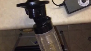  Clear Fleshlight adapted to my Hismith Sex Machine pleasured my cock. Slo-Mo Cumshot Ropes included