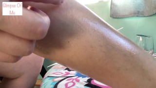 waxing legs before making first painting toes video - glimpseofme