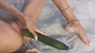 Do not throw your trash on the beach, otherwise I'll stick it into my tight pussy & asshole