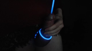 Raver Femboy Stuffs Glowstick in Penis