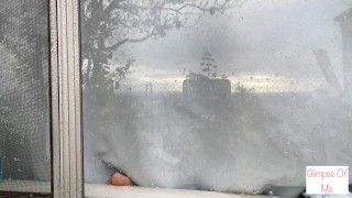 Feet Soles against window on a relaxing rainy day foot fetish - glimpseofme