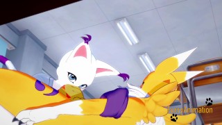 Digimon Yaoi - Renamon & Gatomon having hard sex
