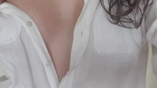 Exhibitionist STEP SISTER sends me video showing her pussy and tits in the office