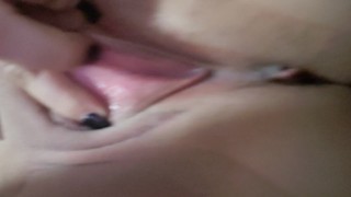 Goth slut pushes out risky creampie no birth control 