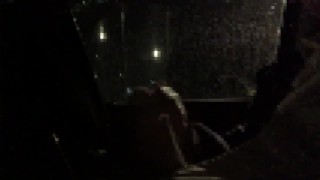 月明かりに照らされながら車内オナニー
