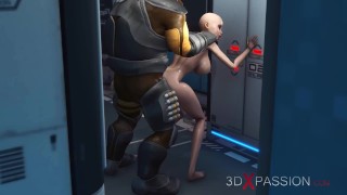 Alien sex at the Mars base camp! A horny woman gets the anal fucking
