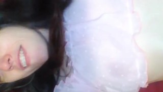 Brunette Brown Eyed Little Doll Dolly PinkMoonLust Flirts With Girls While Wearing a Cute Pink Tutu