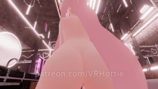 Thicc Booty Pink Hentai Girl Busts Out Dildo Nora Lovense Strips Down in Restroom POV Lap Dance