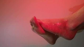 Close Up Feet Fetish Fake Cum ASMR