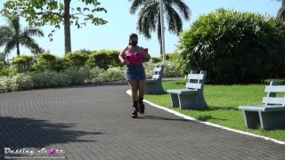 Excessive Bounce Bra Problems In Slowmo While Running On My Jump Boots | Destiny Starr
