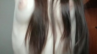 (HD) Almost 3 Minutes of white round natural tits jumping in circles