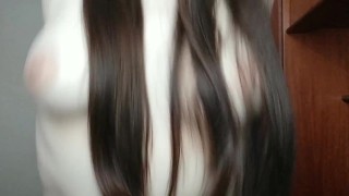 (HD) Almost 3 Minutes of white round natural tits jumping in circles