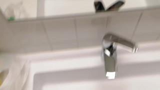 19-Year-Old jerks off in a public toilet