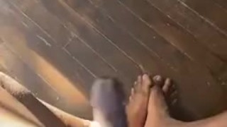 Hung Black Jock Jerks His Big Dick & Cums On Feet