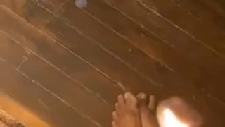 Hung Black Jock Jerks His Big Dick & Cums On Feet