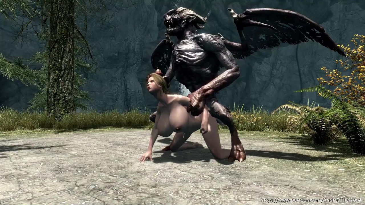 Blonde Skyrim Babe Meets Demon Monster