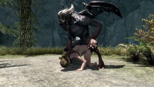 Blonde Skyrim Babe Meets Demon Monster