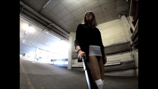 Risky Flashing in the Shortest Sheer Skirt!