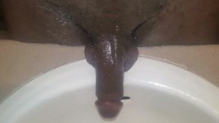 Washing my black dick after I jacked it off