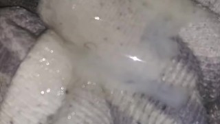 Aftermath of my nut just wiped it up out the sink with sock cumshot