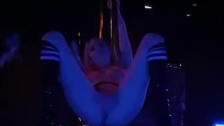 Stripper warming up on the stage