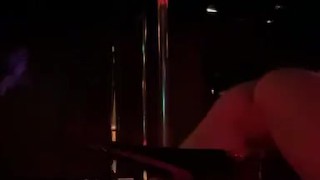 Stripper warming up on the stage