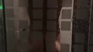my MUSCLED LATINO BOYFRIEND takes a shower AFTER FUCKING ME and i record him 