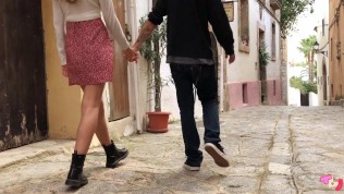 Flashing Ibiza with my butt plug & intense first time anal sex (Amateur Couple TanlineJourney)