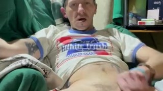 Beermunkie smoking and stroking his bwc huge hard cum smokers white trash delight
